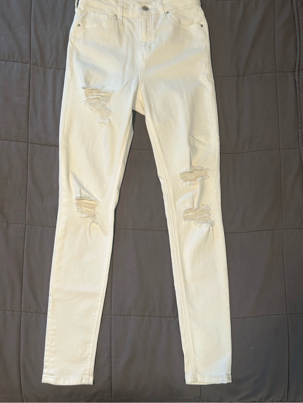 Topshop White Distressed Skinny Jeans